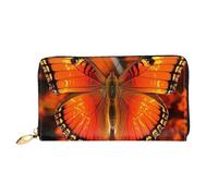 TRSGKSQP Portefeuille en cuir pour femme et homme - Portefeuille ultra fin avec porte-cartes de crédit - Papillon orange