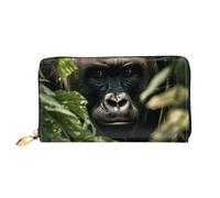 TRSGKSQP Portefeuille en cuir pour femme et homme - Portefeuille ultra fin avec porte-cartes de crédit - Paysage gorille - Pochette pour femme