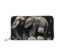 TRSGKSQP Portefeuille en cuir pour femme et homme - Portefeuille ultra fin avec porte-cartes de crédit - Motif éléphant et papillon