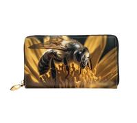 TRSGKSQP Portefeuille en cuir pour femme et homme - Portefeuille ultra fin avec porte-cartes de crédit - Motif abeille