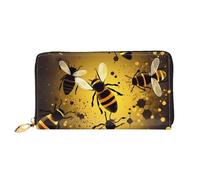 TRSGKSQP Portefeuille en cuir pour femme et homme - Portefeuille ultra fin avec porte-cartes de crédit - Motif abeille