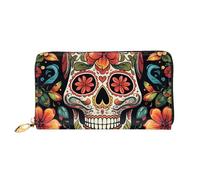 TRSGKSQP Portefeuille en cuir pour femme et homme - Portefeuille ultra fin - Porte-cartes de crédit coloré - Motif tête de mort