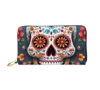 TRSGKSQP Portefeuille en cuir pour femme et homme - Portefeuille ultra fin - Porte-cartes de crédit coloré - Motif tête de mort