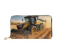 TRSGKSQP Portefeuille en cuir pour femme et homme - Portefeuille ultra fin - Porte-cartes de crédit - Tracteur agricole - Récolte - Pochette pour femme