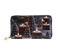 TRSGKSQP Portefeuille en cuir pour homme et femme - Portefeuille ultra fin avec porte-cartes de crédit - Il y a de la neige sur la bougie