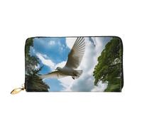 TRSGKSQP Portefeuille en cuir pour homme et femme - Portefeuille ultra fin avec porte-cartes de crédit - Motif colombes blanches - Volant au-dessus du parc