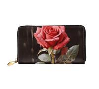 TRSGKSQP Portefeuille en cuir pour homme et femme - Portefeuille ultra fin avec porte-cartes de crédit - Roses rouges et amour