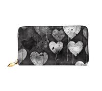 TRSGKSQP Portefeuille en cuir pour homme et femme - Portefeuille ultra fin avec porte-cartes de crédit - Noir et blanc - En forme de cœur