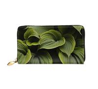 TRSGKSQP Portefeuille en cuir pour homme et femme - Portefeuille ultra fin avec porte-cartes de crédit - Feuilles d'hosta humides