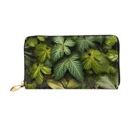 TRSGKSQP Portefeuille en cuir pour homme et femme - Portefeuille ultra fin avec porte-cartes de crédit - Feuilles vertes et plantes