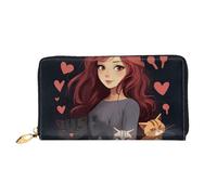 TRSGKSQP Portefeuille en cuir pour homme et femme - Portefeuille ultra fin avec porte-cartes de crédit - Une fille qui aime les chats