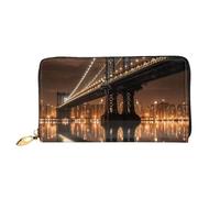 TRSGKSQP Portefeuille en cuir pour homme et femme - Portefeuille ultra fin avec porte-cartes de crédit - Motif pont de Manhattan de New York - Pochette de nuit pour femme