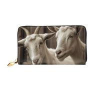 TRSGKSQP Portefeuille en cuir pour homme et femme - Portefeuille ultra fin avec porte-cartes de crédit - Motif chèvre blanc