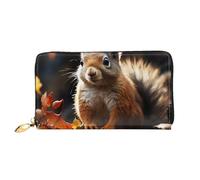 TRSGKSQP Portefeuille en cuir pour homme et femme - Portefeuille ultra fin avec porte-cartes de crédit - Motif écureuil dans les bois