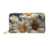 TRSGKSQP Portefeuille en cuir pour homme et femme - Portefeuille ultra fin avec porte-cartes de crédit - Motif floral et marguerite