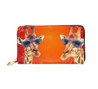TRSGKSQP Portefeuille en cuir pour homme et femme - Portefeuille ultra fin avec porte-cartes de crédit - Girafe portant des lunettes de soleil