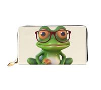 TRSGKSQP Portefeuille en cuir pour homme et femme - Portefeuille ultra fin avec porte-cartes de crédit - Grenouille portant des lunettes