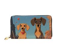 TRSGKSQP Portefeuille en cuir pour homme et femme - Portefeuille ultra fin avec porte-cartes de crédit - Deux teckels