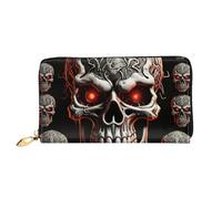 TRSGKSQP Portefeuille en cuir pour homme et femme - Portefeuille ultra fin avec porte-cartes de crédit - Motif tête de mort maléfique