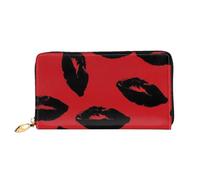 TRSGKSQP Portefeuille en cuir pour homme et femme - Portefeuille ultra fin avec porte-cartes de crédit - Lèvres rouges et noires