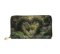 TRSGKSQP Portefeuille en cuir pour homme et femme - Portefeuille ultra fin avec porte-cartes de crédit - Feuilles vertes - En forme de cœur