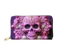 TRSGKSQP Portefeuille en cuir pour homme et femme - Portefeuille ultra fin avec porte-cartes de crédit - Motif tête de mort