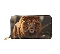 TRSGKSQP Portefeuille en cuir pour homme et femme - Portefeuille ultra fin avec porte-cartes de crédit - Image de lion