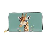 TRSGKSQP Portefeuille en cuir pour homme et femme - Portefeuille ultra fin avec porte-cartes de crédit - Girafe avec fleurs