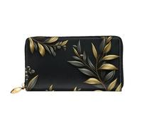 TRSGKSQP Portefeuille en cuir pour homme et femme - Portefeuille ultra fin avec porte-cartes de crédit - Branche d'olive dorée - Pochette pour femme