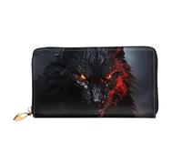 TRSGKSQP Portefeuille en cuir pour homme et femme - Portefeuille ultra fin avec porte-cartes de crédit - Grand loup noir avec yeux rouges