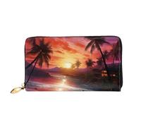 TRSGKSQP Portefeuille en cuir pour homme et femme - Portefeuille ultra fin - Porte-cartes de crédit coloré - Motif coucher de soleil tropical