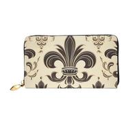 TRSGKSQP Portefeuille en cuir pour homme et femme - Portefeuille ultra fin - Porte-cartes de crédit - Fleur de lys et armoiries - Pochette pour femme