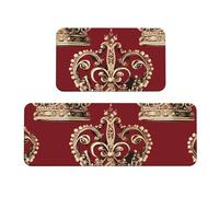 TRSGKSQP Red Crown Lot de 2 tapis de cuisine antidérapants et rembourrés absorbants et lavables pour évier 43 x 75 cm + 43 x 120 cm