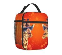TRSGKSQP Sac à déjeuner pour femme et homme adulte - Boîte à déjeuner isotherme réutilisable - Motif girafe portant des lunettes de soleil - Sac fourre-tout isotherme de grande capacité pour le