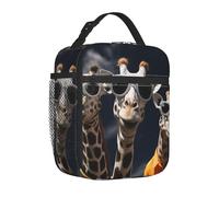 TRSGKSQP Sac à déjeuner pour femme et homme adulte - Boîte à déjeuner isotherme réutilisable - Trois girafes portant des lunettes de soleil - Sac fourre-tout isotherme de grande capacité pour le