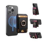 TrsmVise Magsafe - Portefeuille magnétique pour iPhone 16/15/14/13/12, puissance magnétique jusqu'à 4 000 g, avec support réglable et anneau de préhension, 3 emplacements, pour 5 cartes, blocage RFID,