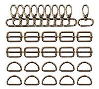 Trsnzul 30 Pièces Mousqueton Sac a Main 32mm Boucle Sac Boucle de Reglage en Métal Anneaux en Forme de D Crochets Pivotants Fermoir Mousqueton pour Craft Bags de Bricolage Bronze