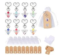 Trsnzul Porte-Clés Ange Gardien 30 Pièces Ange Porte-Clés Cadeau Mariage Invité Pendentifs de Baptême Cadeau Invité Mariage avec Sac en Organza et étiquette en Papier Kraft Couleur Aléatoire