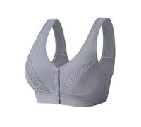 Trssorm Soutien-gorge post-opératoire de mastectomie à fermeture frontale en coton avec poche de poitrine en silicone, gris, 44