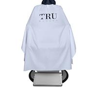TRU BARBER Cape de Coiffeur XXL, avec collier en silicone, 100% polyester, cape de barbier professionnel, 127 x 147 cm