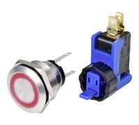 Tru Components Bouton-poussoir 250 V 15 A 1 x marche/arrêt IP65 à impulsion 1 pc., Bouton + interrupteur, Argent