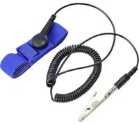 TRU COMPONENTS Bracelet antistatique (ESD) bleu, noir câble de terre inclus Bouton-pression 9,52 mm (3/8\ )