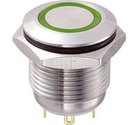 TRU COMPONENTS GQ16F-10E/J/G/12V Bouton-poussoir antivandalisme 48 V/DC 2 A 1 x Off/(On) à rappel vert IP65 1 pc(s)