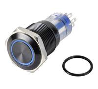 Tru Components LAS2GQF-11ZE/B/12V/A/P Bouton-poussoir 250 V 3 A 1 x arrêt/marche IP65 à verrouillage 1 pc., Bouton + interrupteur, Bleu