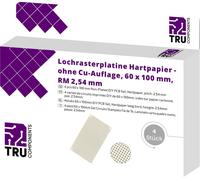 TRU COMPONENTS Platine Euro sans couche de cuivre Bakélite (L x l) 100 mm x 60 mm 35 µm Pas 2.54 mm Contenu 4 pc(s)