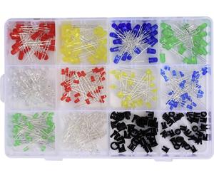 TRU COMPONENTS T23O125 Assortiment de LEDs rouge, vert, jaune, bleu, blanc 3 mm, 5 mm 20 mA 2 V, 3 V