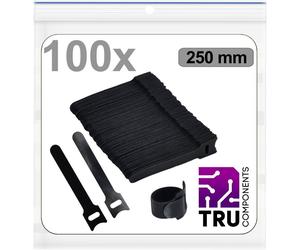 TRU COMPONENTS T24CA097 Collier de serrage auto-agrippant pour grouper partie velours et partie agrippante (L x l) 250 mm x 12 mm noir 100 pc(s)