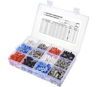 TRU COMPONENTS TC-11991840 Assortiment dembouts simples 0.5 mm², 0.75 mm², 1 mm², 1.5 mm², 2.5 mm², 4 mm² partiellement isolé blanc, gris, rouge, noir, bleu