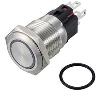 TRU COMPONENTS TC-12647404 Interrupteur à pression 250 V/AC 3 A 1 x Off/(On) IP65 bleu à accrochage acier inoxydable 1 pc(s)