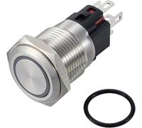 TRU COMPONENTS TC-12647408 Interrupteur à pression 250 V/AC 3 A 1 x Off/(On) IP65 vert à accrochage acier inoxydable 1 pc(s)